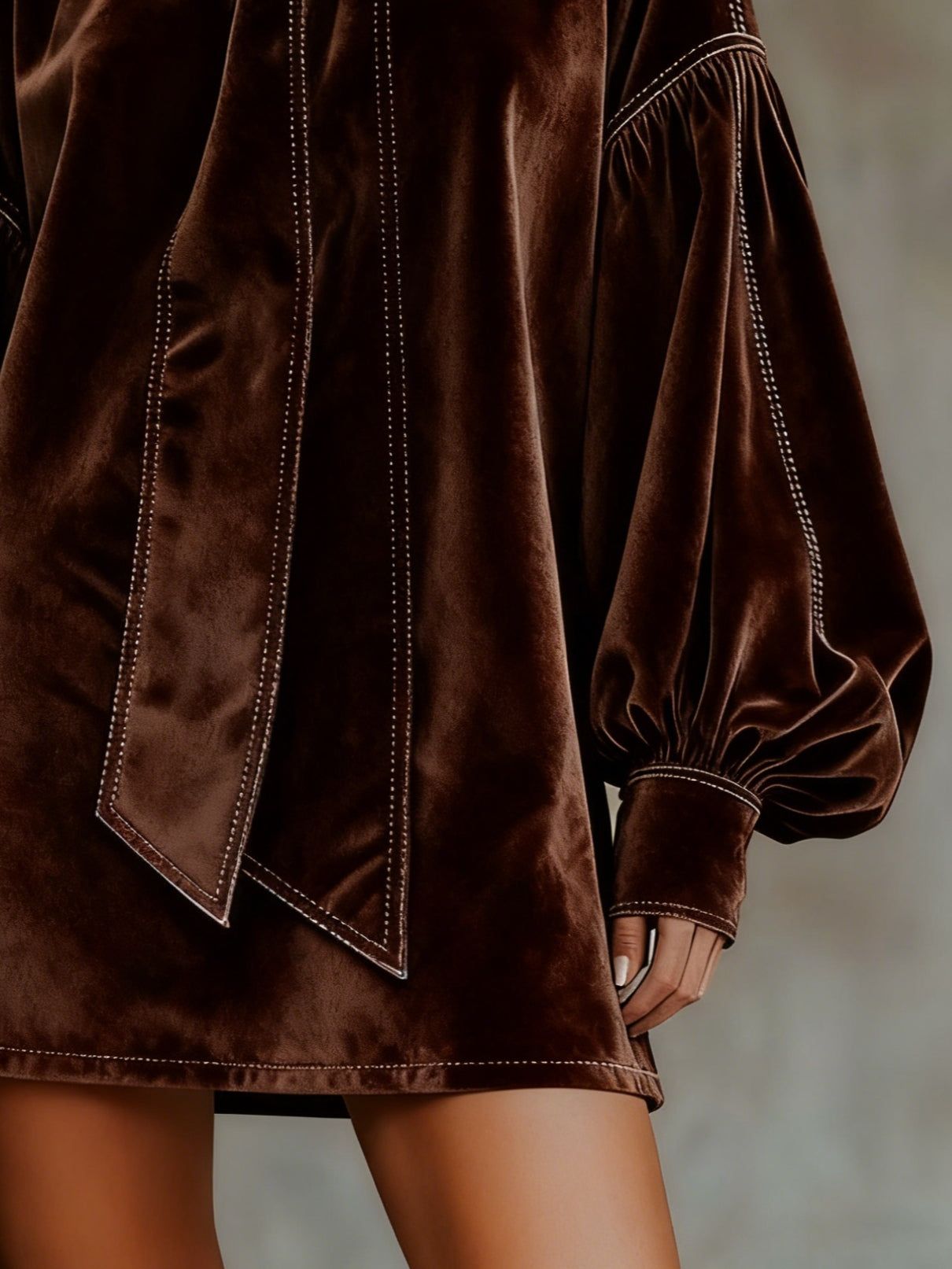 Lunori™ | Valentina – Abito Mini in Velluto con Fiocco