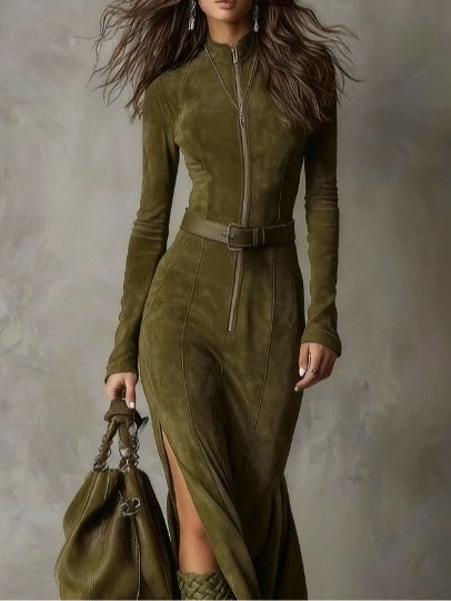 Lunori™ | Abito lungo scamosciato Alessia