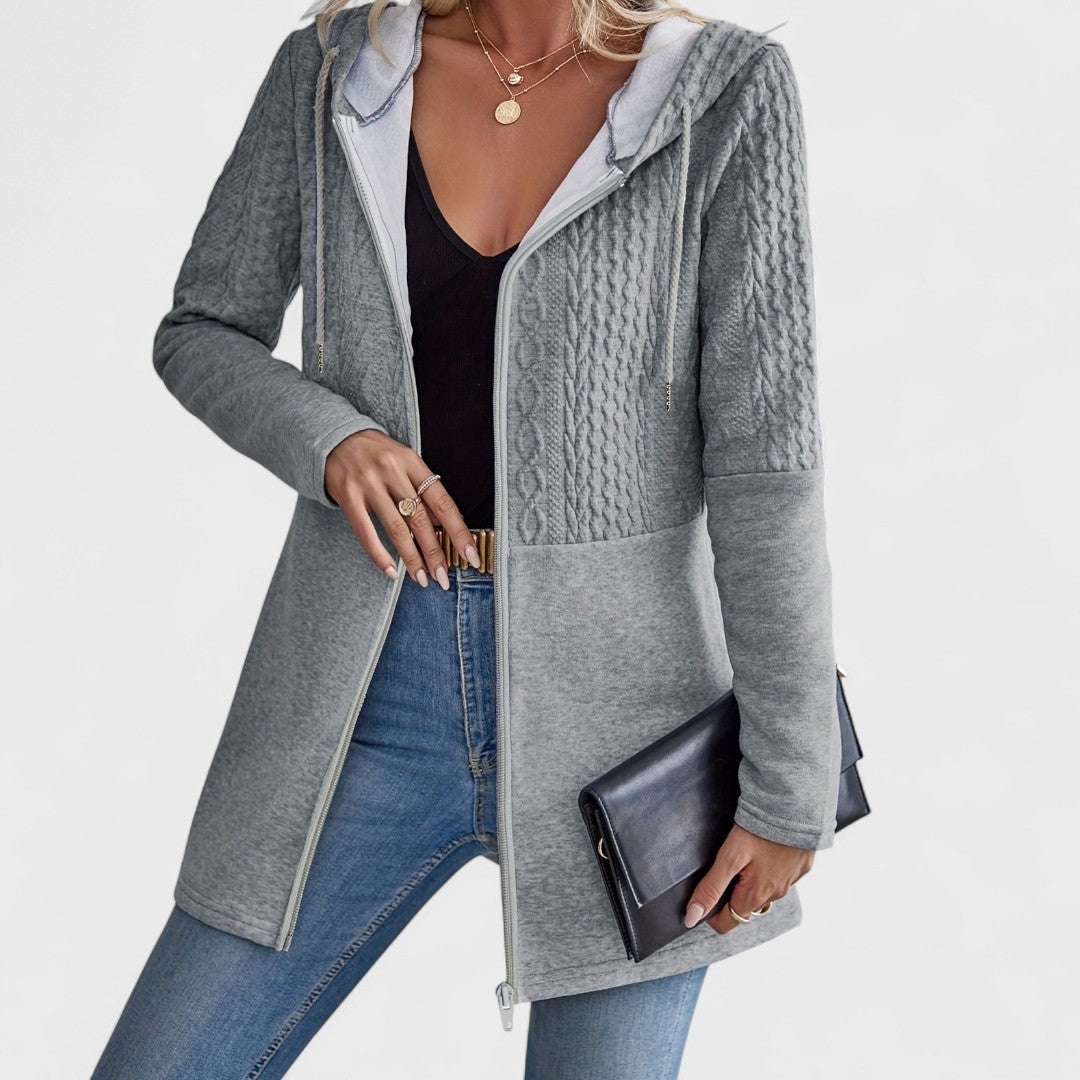  Lunori™| Cardigan Grigio con Cappuccio Elegante per Donne
