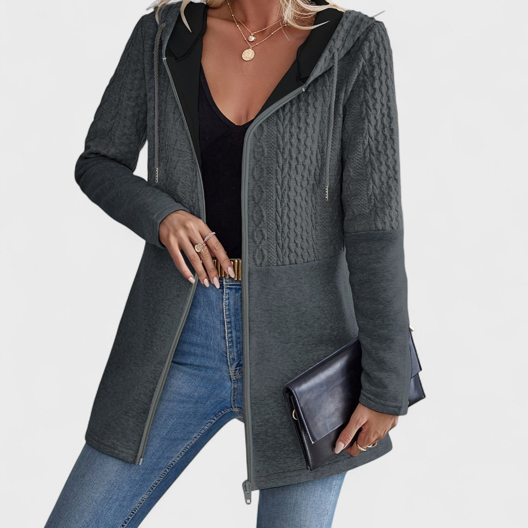  Lunori™| Cardigan Grigio con Cappuccio Elegante per Donne