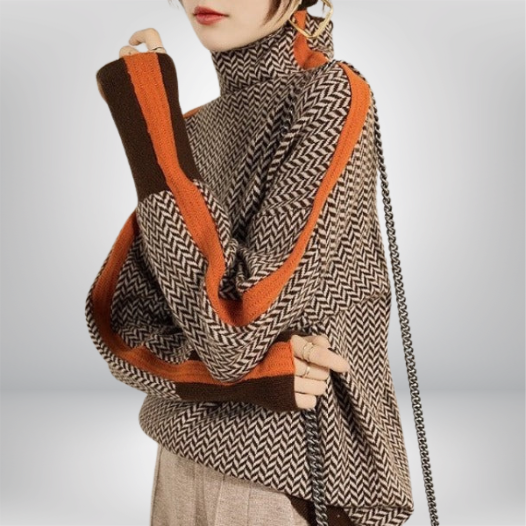 Lunori™ | Dolcevita jacquard con bande a contrasto.