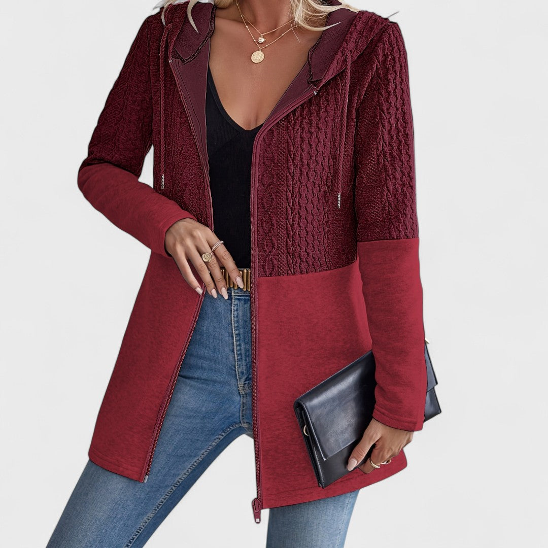  Lunori™| Cardigan Grigio con Cappuccio Elegante per Donne