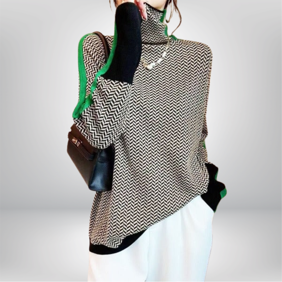 Lunori™ | Dolcevita jacquard con bande a contrasto.