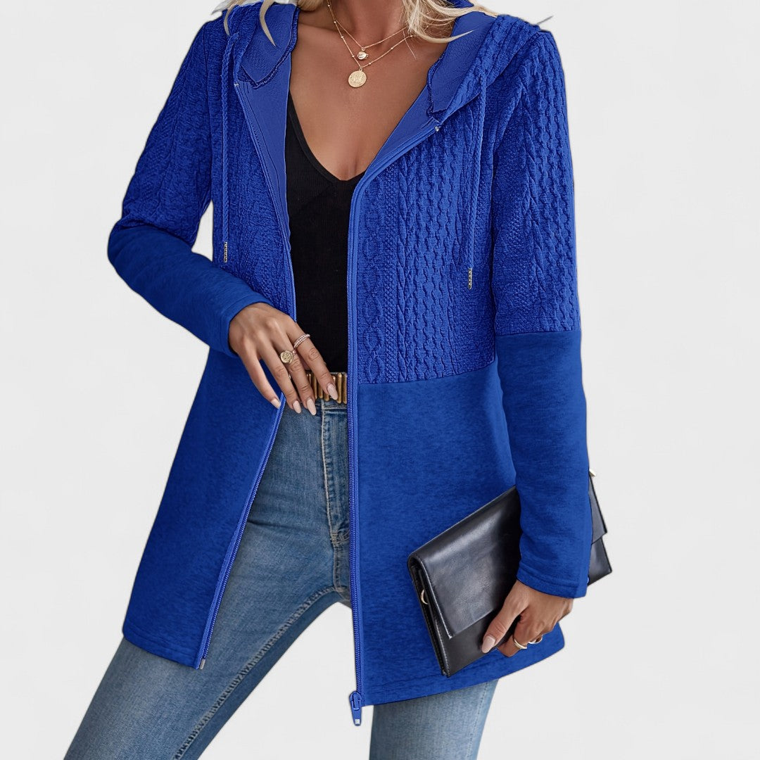  Lunori™| Cardigan Grigio con Cappuccio Elegante per Donne