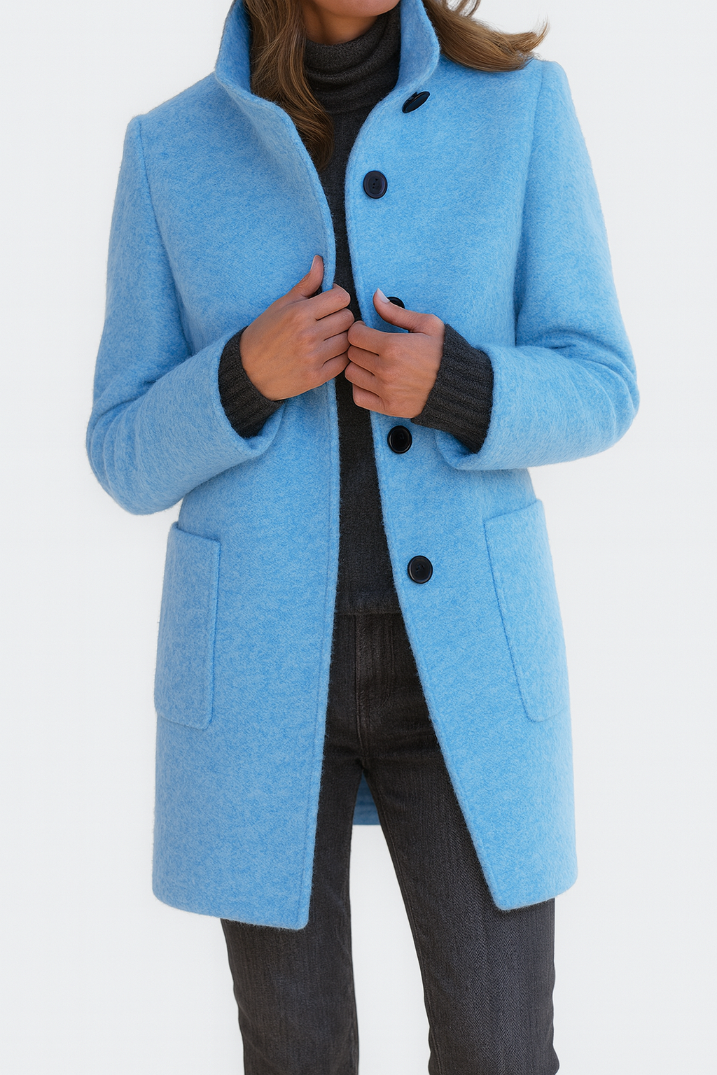 Lunori™ | Cappotto in misto lana con colletto alto