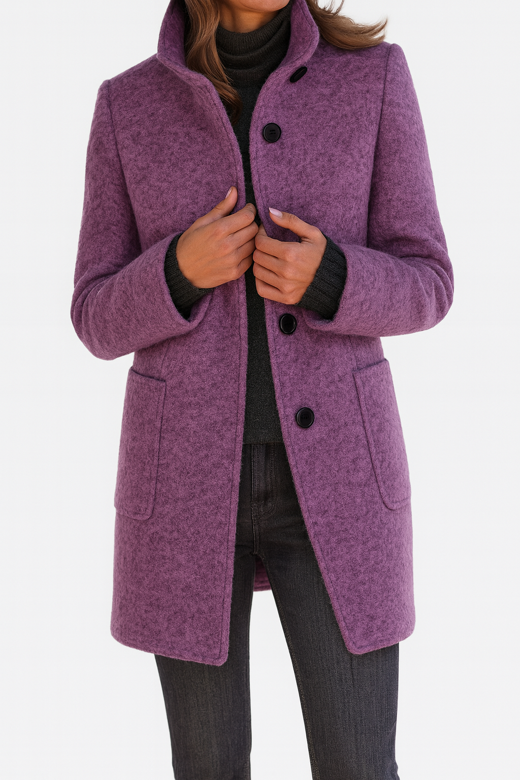 Lunori™ | Cappotto in misto lana con colletto alto