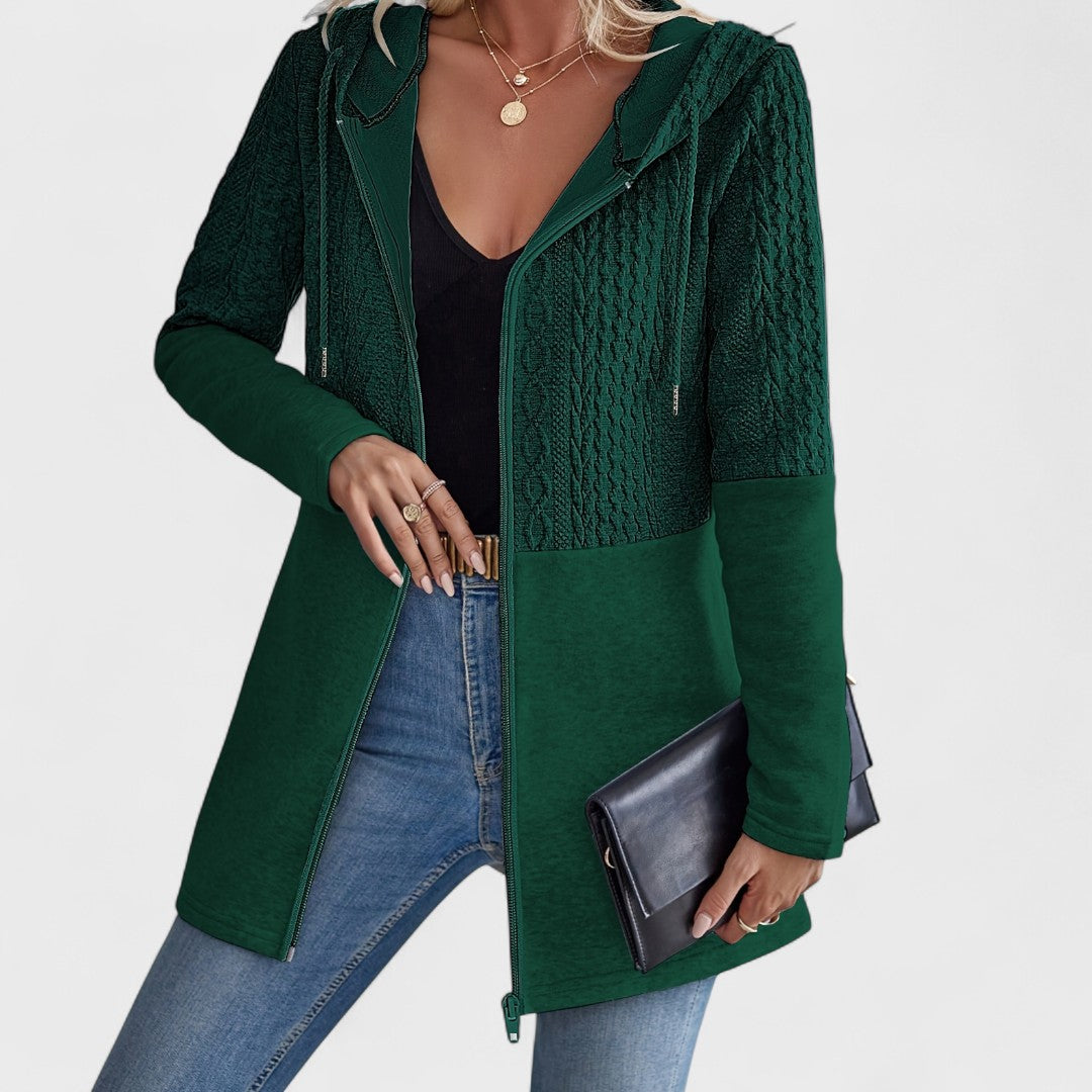  Lunori™| Cardigan Grigio con Cappuccio Elegante per Donne